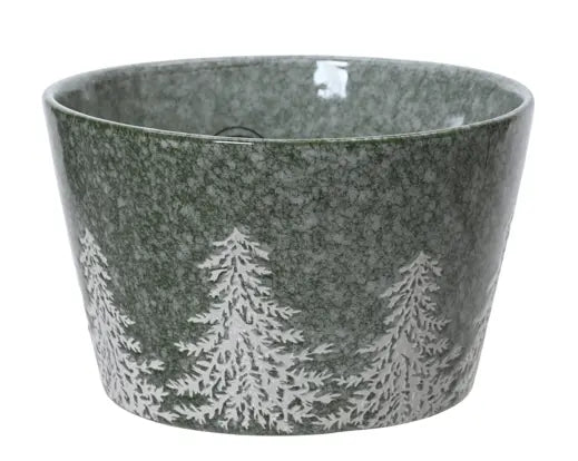 Bowl Stoneware Round Reactive Glaze Tree Embossed