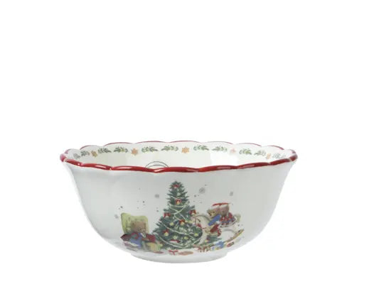 Bowl Dolomite Bear And Tree Pattern Red Rim