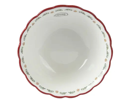 Bowl Dolomite Bear And Tree Pattern Red Rim