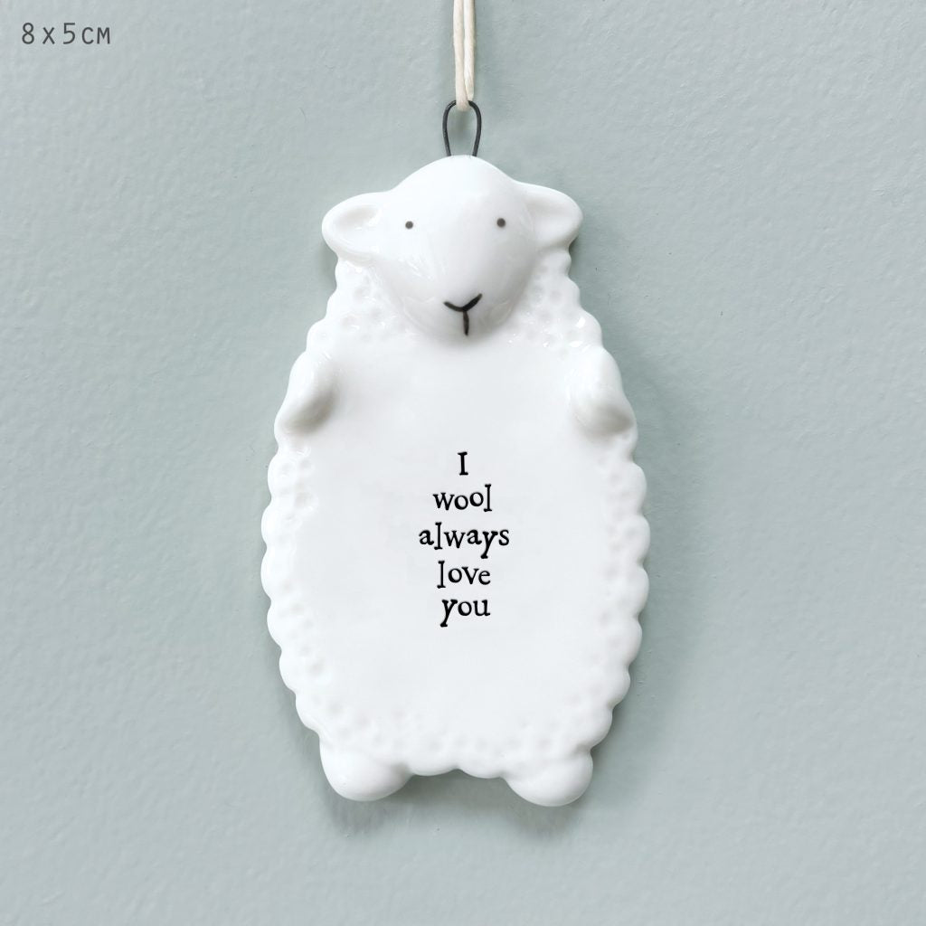 East of India Sheep Hanger "I Wool Always Love You"