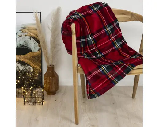 Polyester Flannel Check Throw