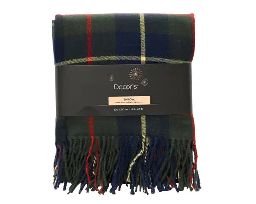 Decoris Throw Check Blue 130cm x 170cm x 0.5cm