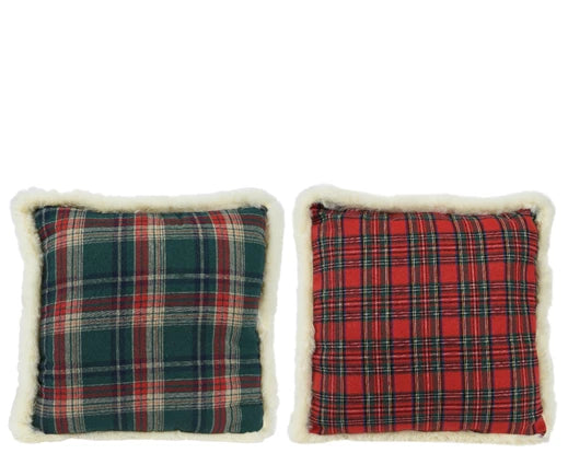 Kaemingk Cushion Square Woven Fur Rim 2 Assorted