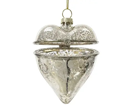 Heart Glass Antique Silver Tree Ornament