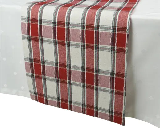 Tablerunner Cotton Rectangular Tartan Check L150cmxW30cm
