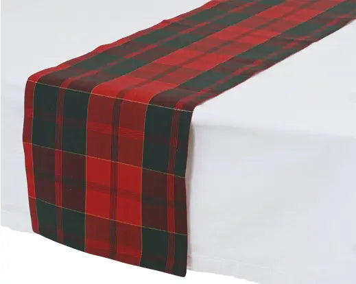 Decoris Cotton Tablerunner Green & Red Check 150cm x 30cm