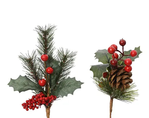 Everlands Pick Holly & Red Berry Indoor 22cm Single Assorted