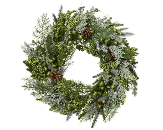 Artificial Wreath Green Berry & Pinecone