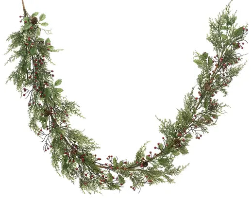 Everlands Berry Glitter Garland with Red Berries & Pinecones Indoor 5cm x 180cm