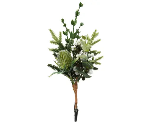 Thistle Clip White Berries Green Berries