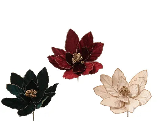 Everlands Clip on Poinsettia Velvet 28cm x 13cm Single Assorted