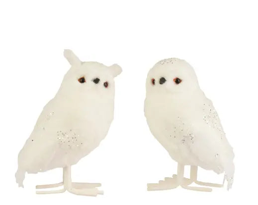 Decoris White Glitter Owl 25cm Single Assorted