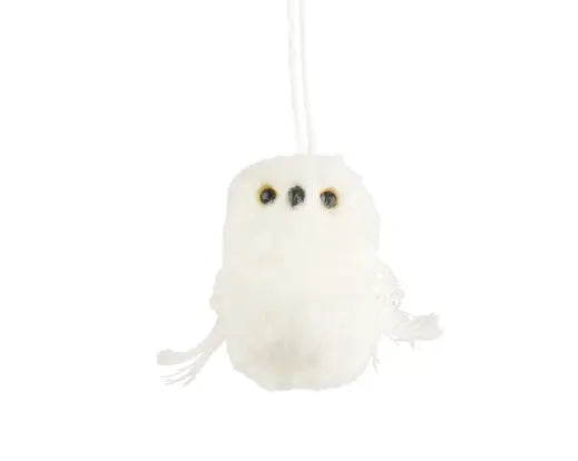 Decoris Owl Glittery White 8cm