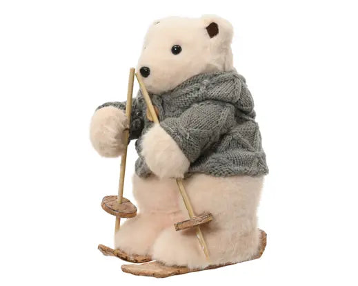 Decoris Faux Fur Skiing Polar Bear 23cm