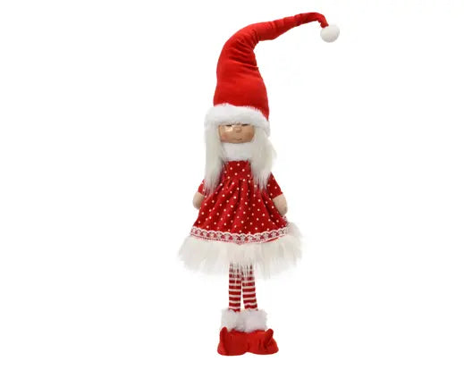 Decoris Standing Girl In Red Polka Dress 85cm