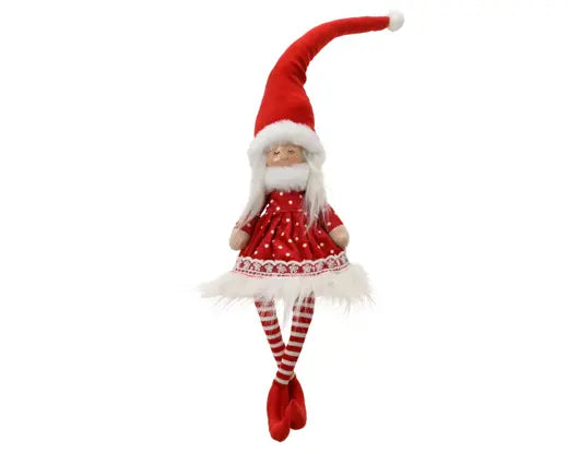 Decoris Sitting Girl In Spotty Dress 60cm