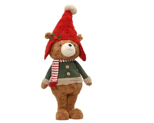 Decoris Standing Plush Bear With Hat 95cm