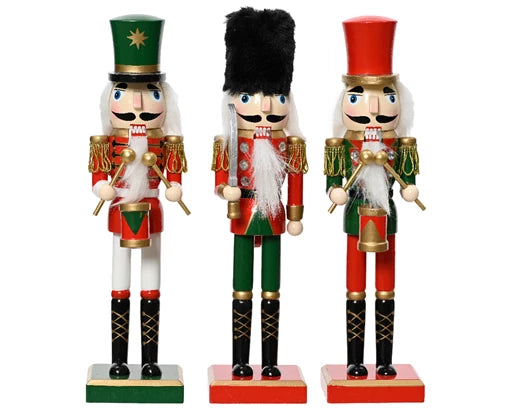 Kaemingk Nutcracker Pinewood On Base Red 3 Assorted 38cm