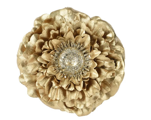 Kaemingk Flower Zinnia Polyester Glitter Edge Gold