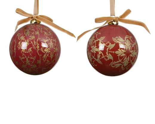 Kaemingk Bauble Foam Red/Gold Dia.8cm 2 Assorted