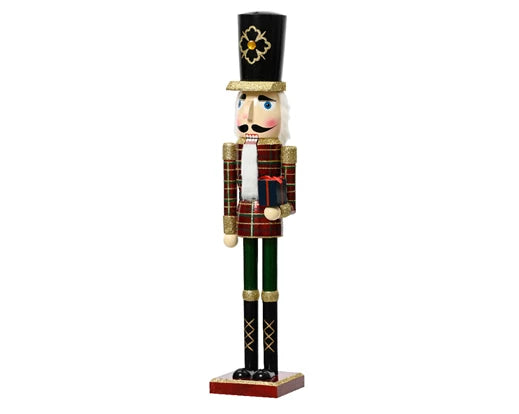 Kaemingk Nutcracker Firwood Check Clothes With Gift Oxblood