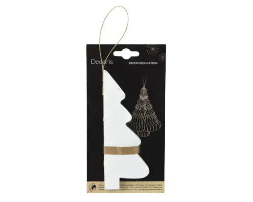 White Paper Tree Decorations with Champagne Painted Edge White H15cm