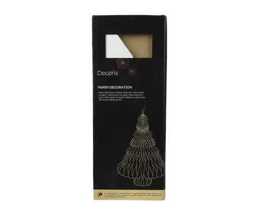 White Paper Tree Decorations with Champagne Painted Edge White H40cm