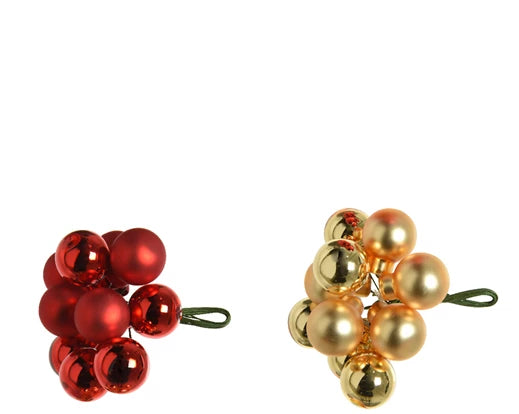 Kaemingk Baubles On Wire Glass Shiny/ Matt Mix Red/Gold