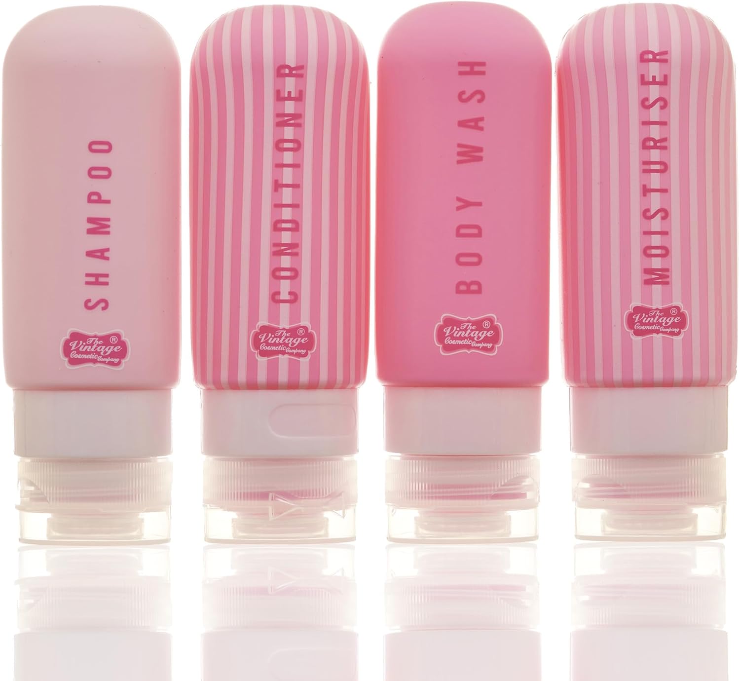 Vintage Cosmetic 4Pc Silicone Travel Bottles With Bag