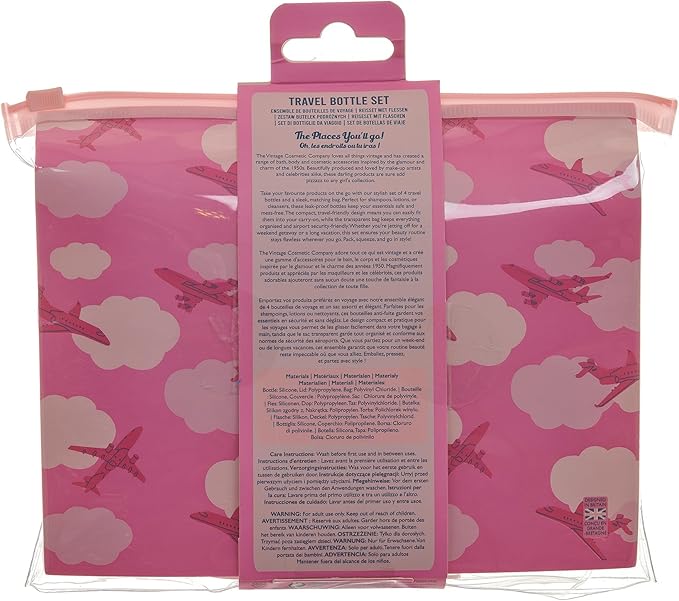 Vintage Cosmetic 4Pc Silicone Travel Bottles With Bag