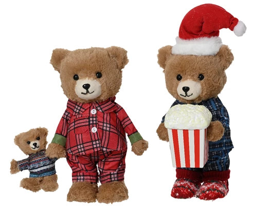 Kaemingk Standing Bear With Popcorn/Bear With Plush Bear 2 Assorted