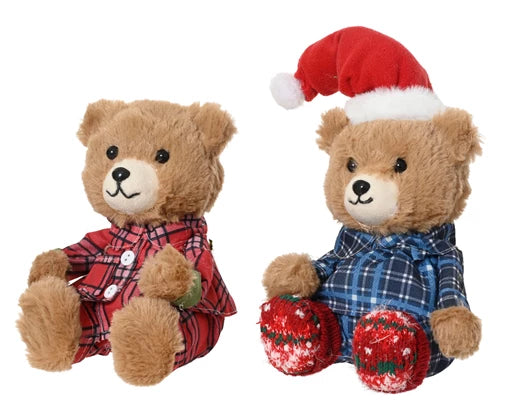 Kaemingk Sitting Bear With Popcorn/ Bear With Plush Bear 2 Assorted