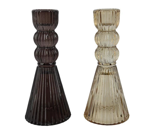 Kaemingk Candleholder Glass H15cm 2 Assorted