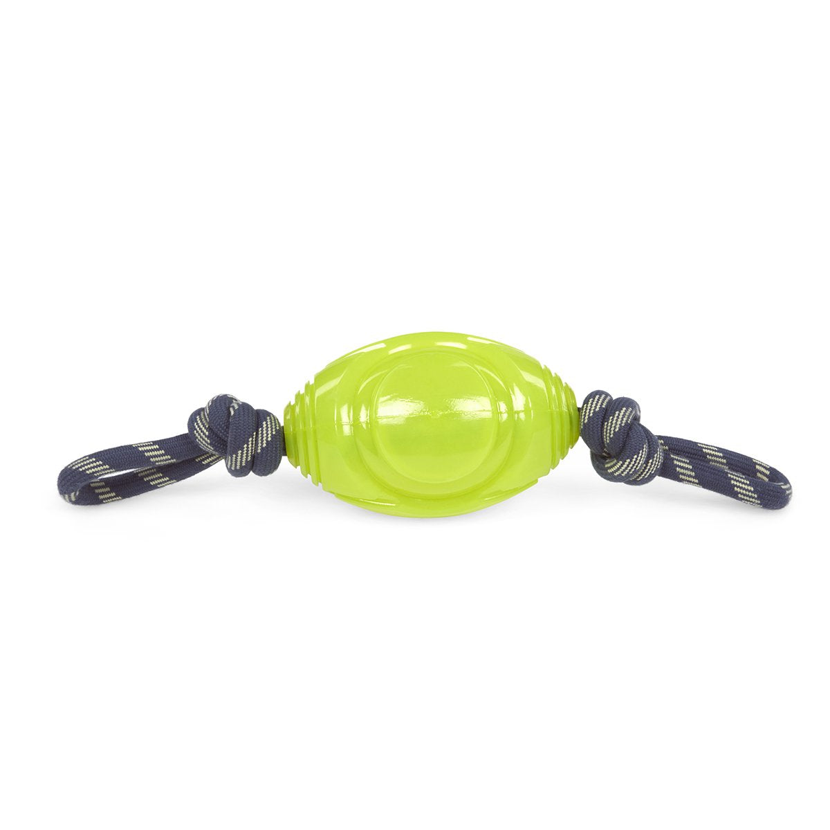 Petface Outdoor Paws Glow In The Dark Rugby Ball With Rope Dog Toy