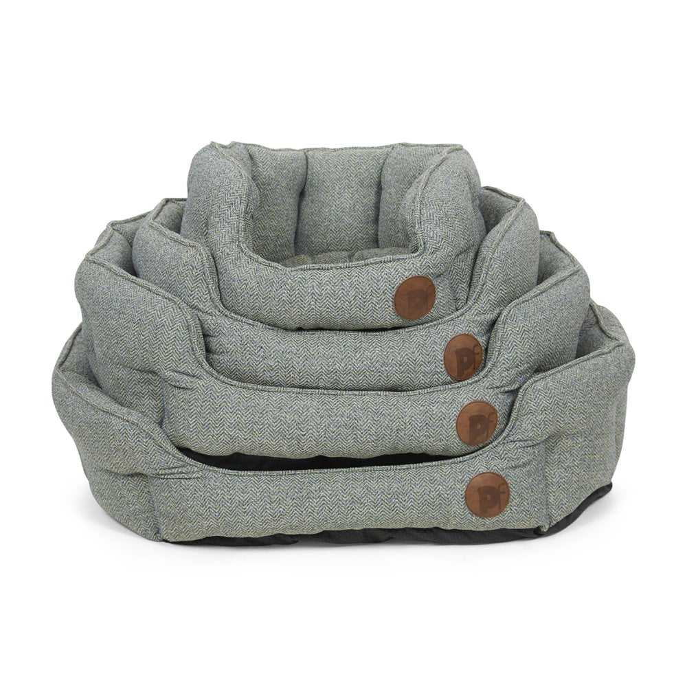 Petface Sage Herringbone Low Oval Pet Bed