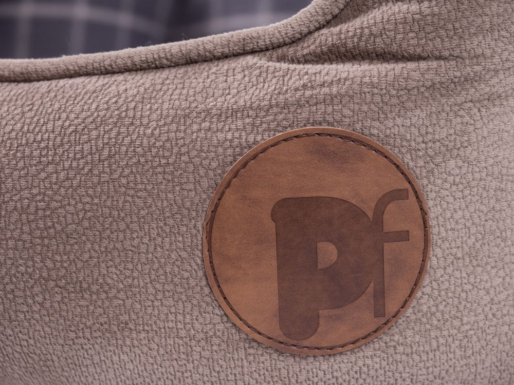 Petface Grey Check & Bamboo Oval Pet Bed