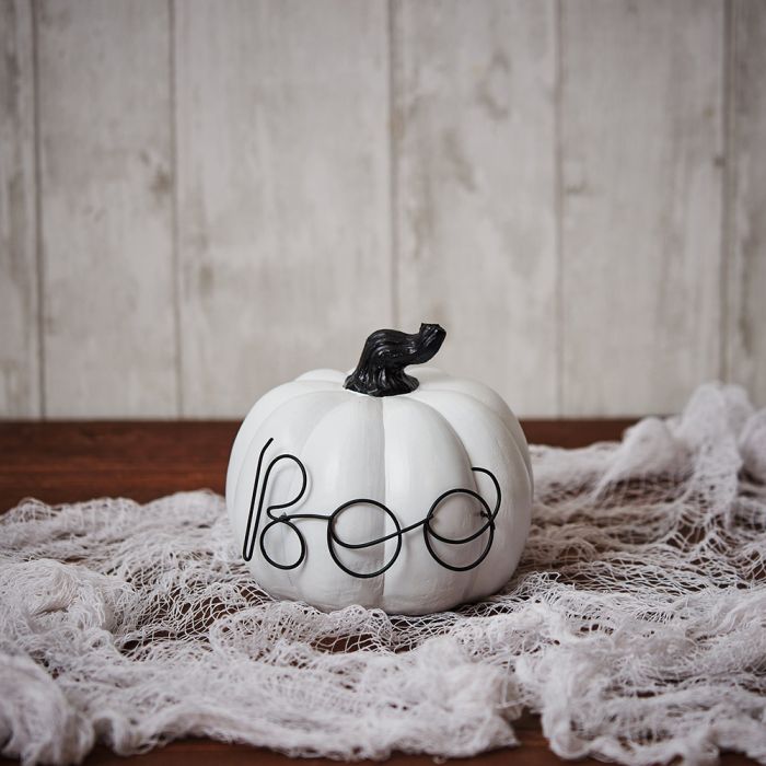 Black & White Boo Pumpkin Ornament
