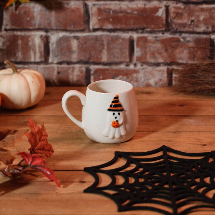 Spooktacular Embossed Mug With Ghost Stoneware Mug