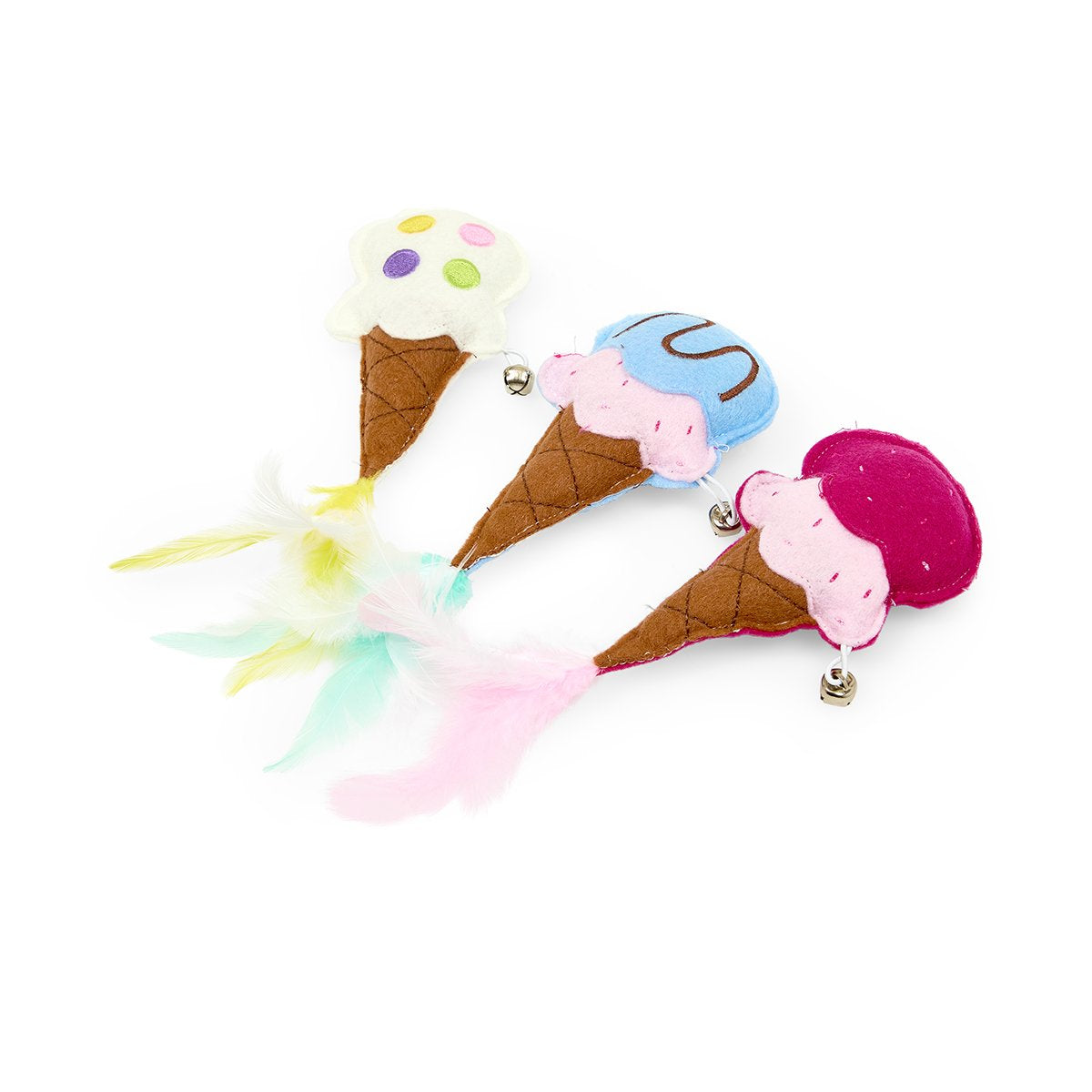Petface Catkins Felt Ice Cream Plush Cat Toy