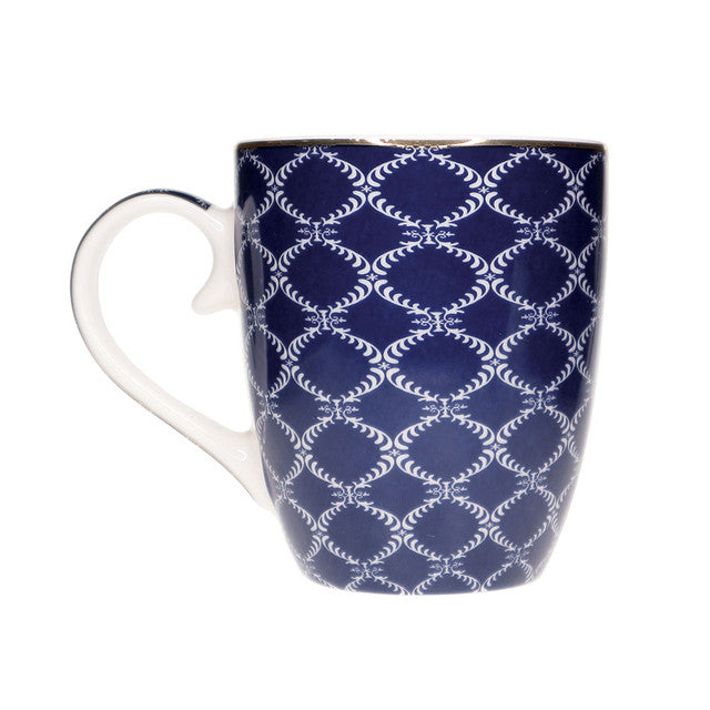 Tipperary Set of 6 Bone China Mugs - Blue Stripe, Net & Rainbow