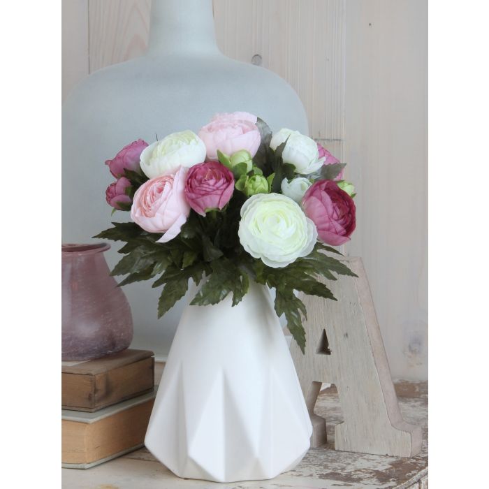Mica Faux Bouquet Ranunculus Pink 22cm