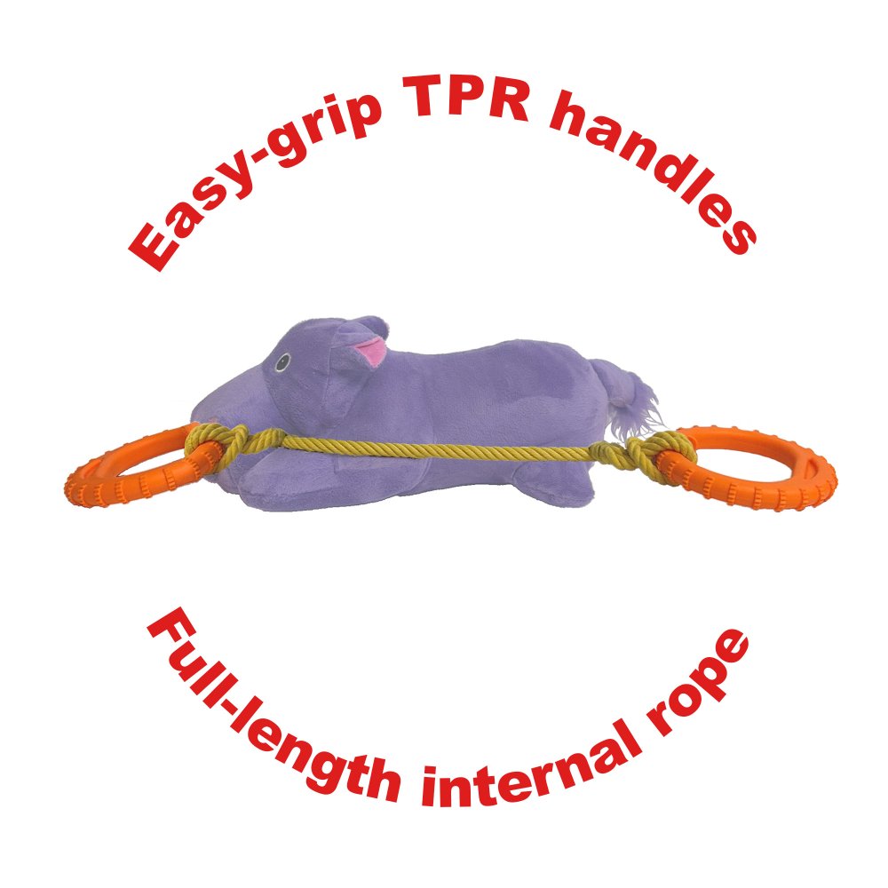 Petface Buddies Hippo Tugger Plush And Rubber Dog Toy