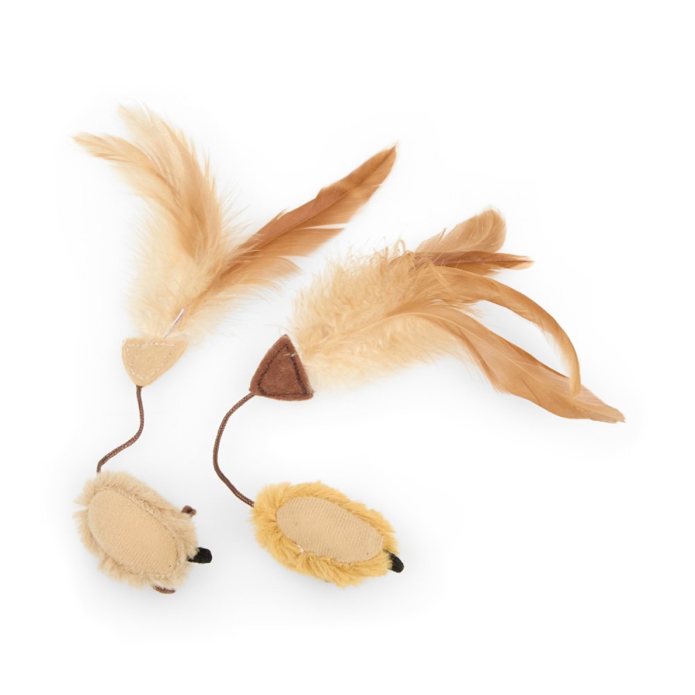 Petface Catkins Feather Tail Mice Plush Cat Toy 2 Pack