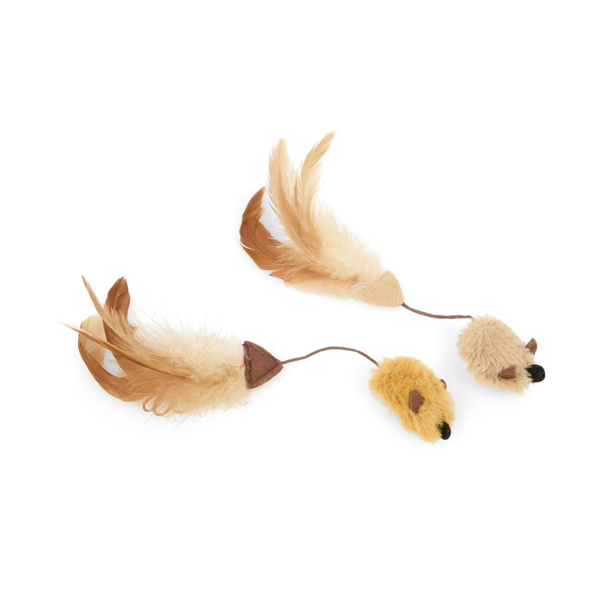Petface Catkins Feather Tail Mice Plush Cat Toy 2 Pack