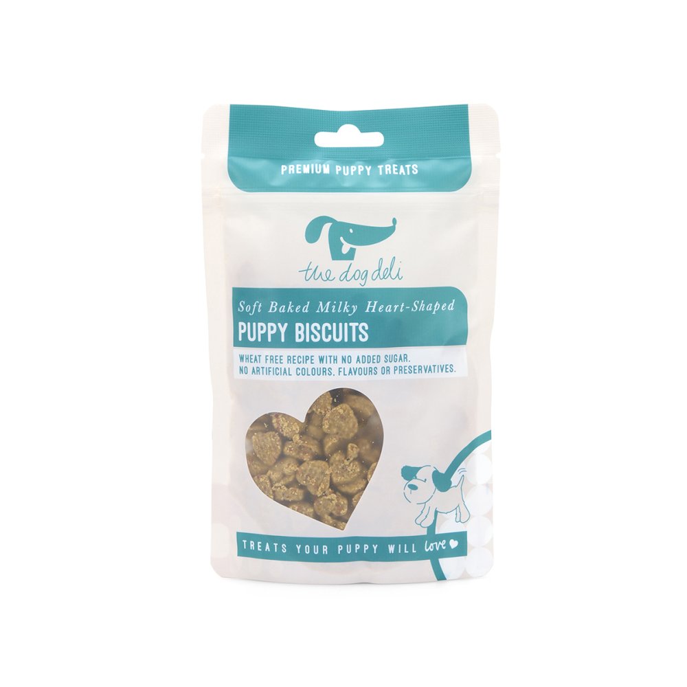 Pet Face Dog Deli Soft Bake Milky Heart Shaped Puppy Biscuits 120g