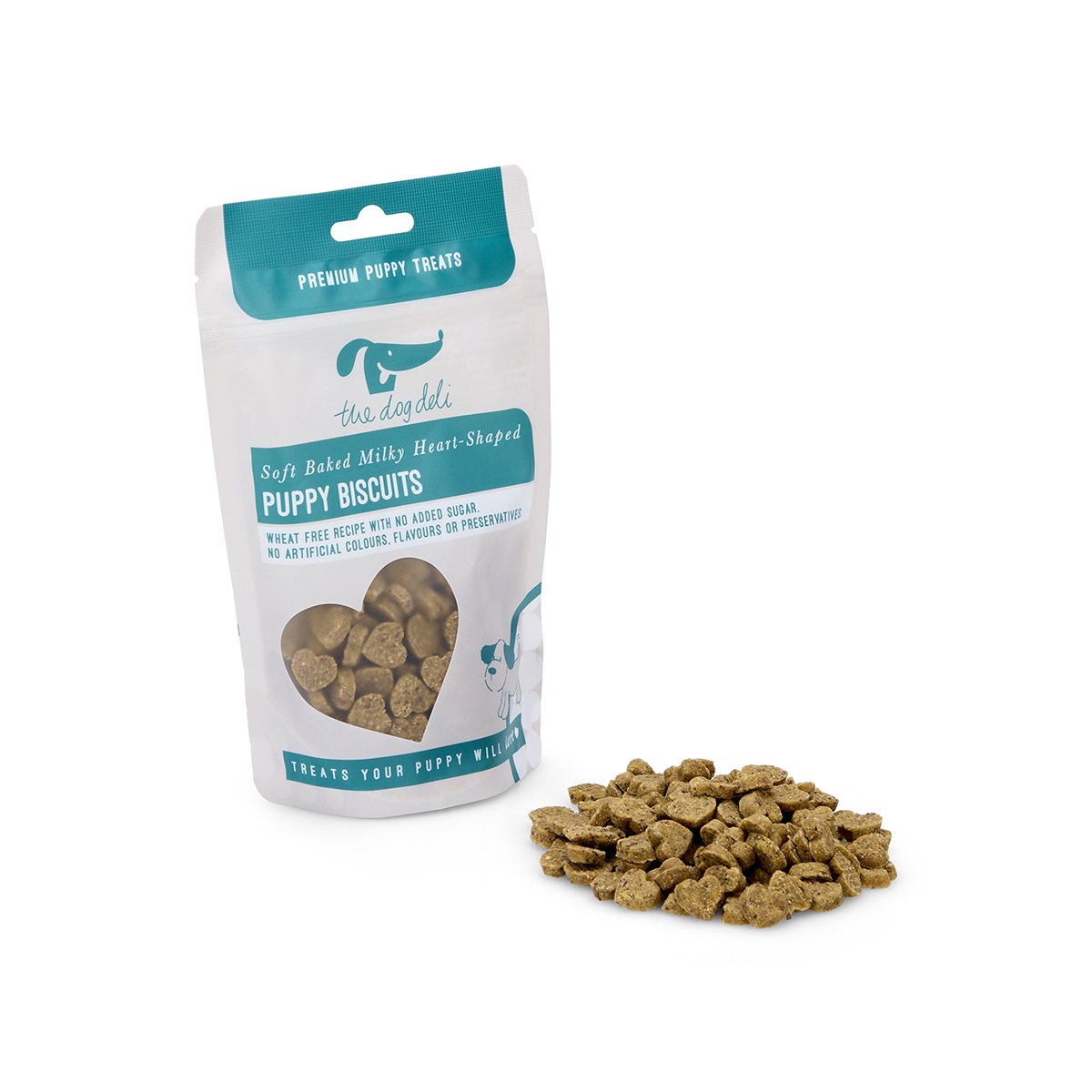 Pet Face Dog Deli Soft Bake Milky Heart Shaped Puppy Biscuits 120g