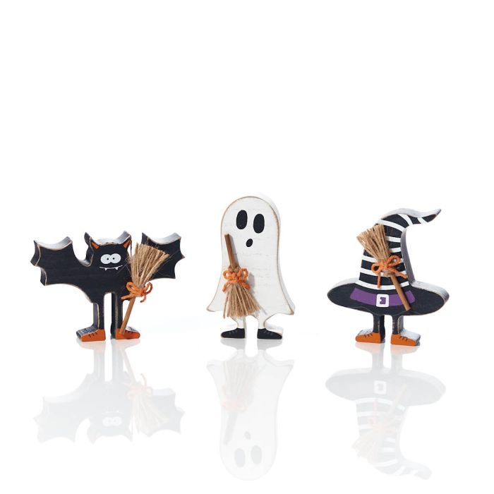 Halloween Standing Character Wooden With 3D Broom Singles