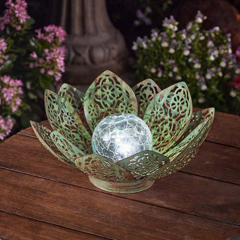 Smart Garden Damasque Solar Lotus - Verdigris