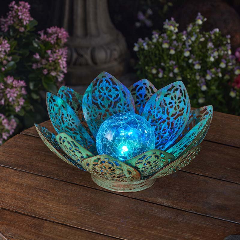 Smart Garden Damasque Solar Lotus - Verdigris