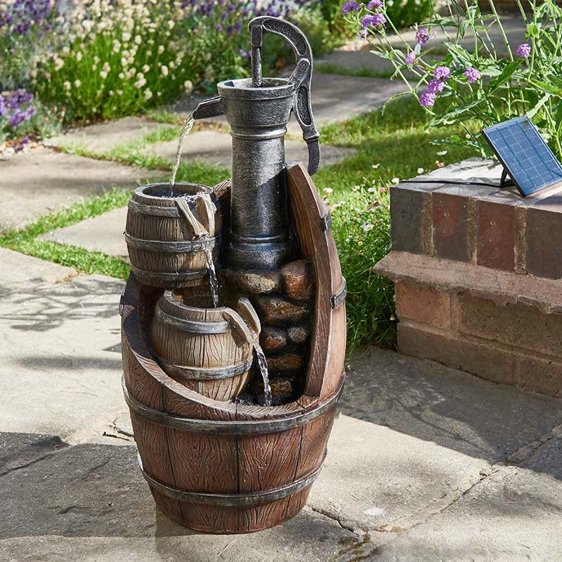 Smart Garden Whisky Barrels Cascade Solar Water Feature